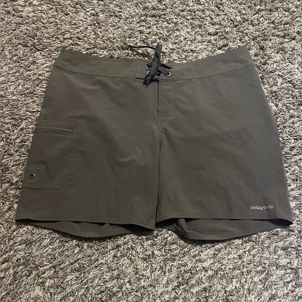 Patagonia Olive Green Women's Athletic Boardshorts with Drawcord